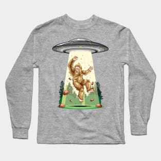 Cosmic Encounter:  Bigfoot Alien Abduction Long Sleeve T-Shirt